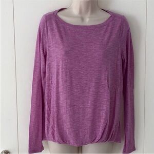 Athleta Magenta Pink White Space Dye Print Long Sleeve Draped Top S